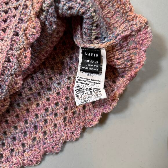 SHEIN Multicolor Crochet Knit Halter Crop Top Scallop Boho Festival L - Picture 4 of 5